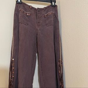 Phillippe Martin brown denim jean embroidered